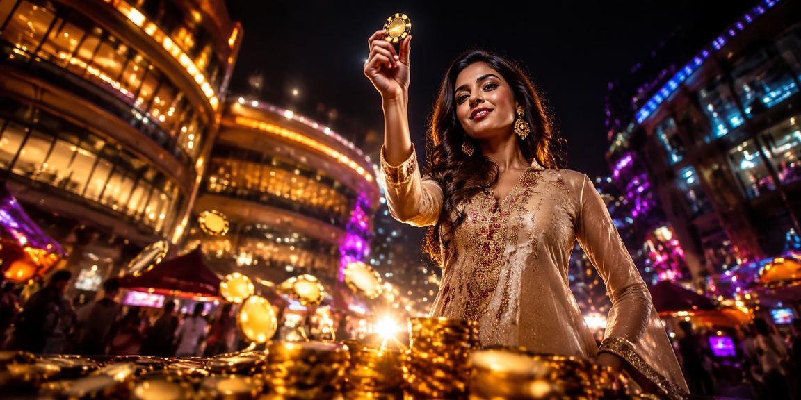 Illustration of Indian casino VIP bonus and traditional attire