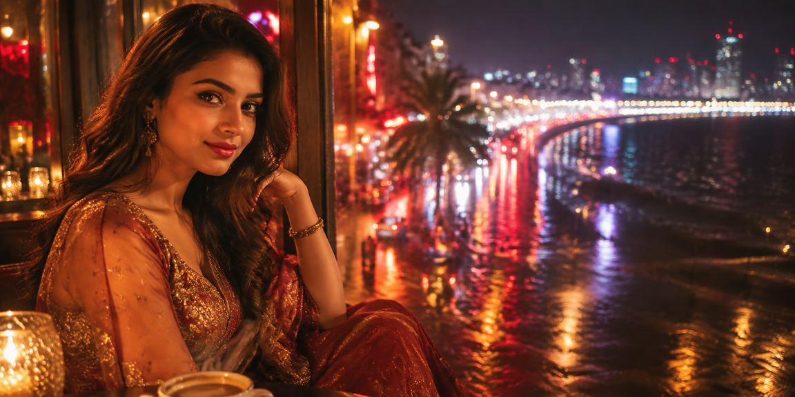 Evening view of Mumbai Marine Drive, highlighting festive Indian cricket betting atmosphere
